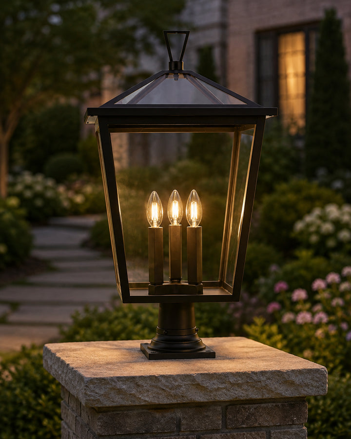 14 Inch Outdoor Post Light In Black - View 2 - Joshua Marshal
