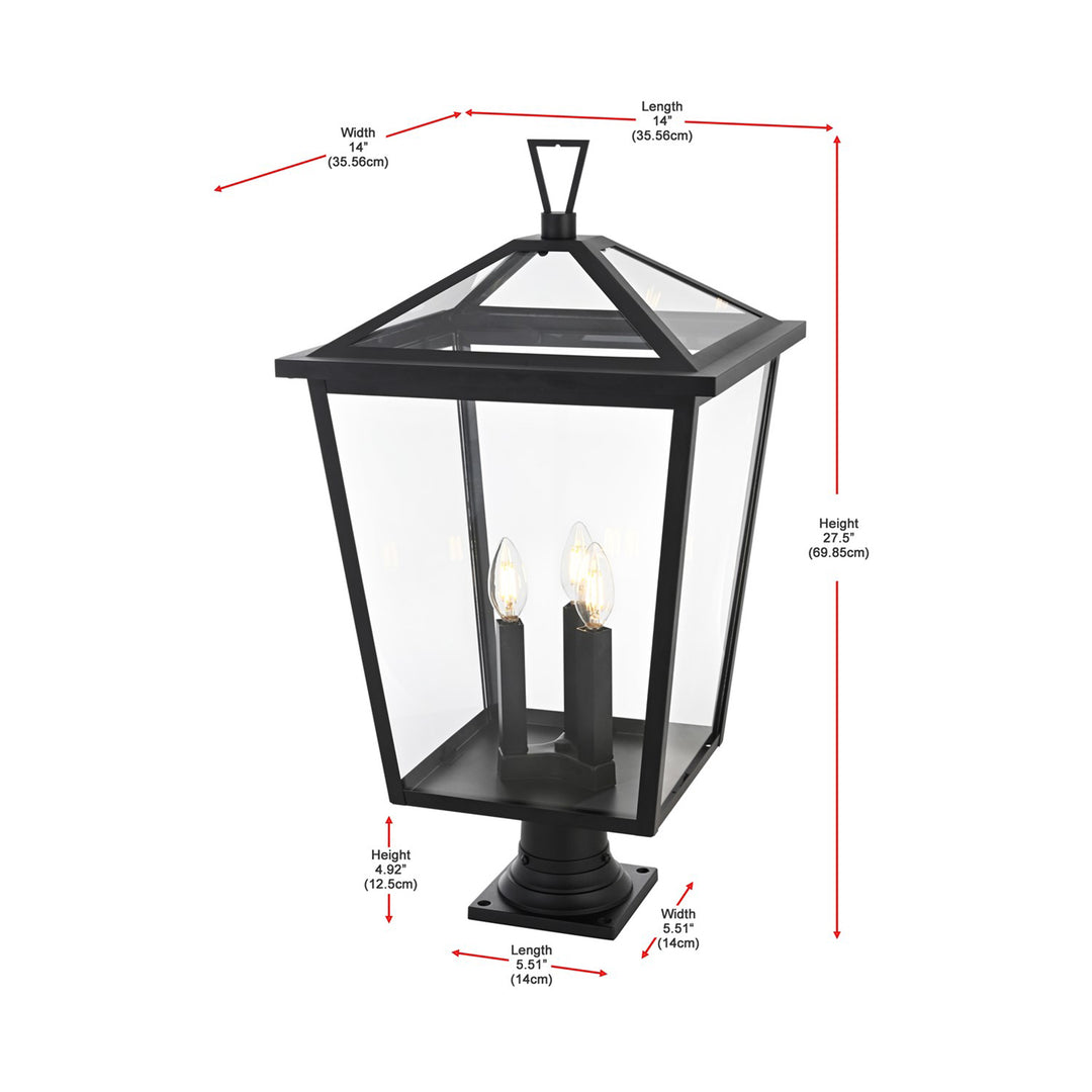 14 Inch Outdoor Post Light In Black - View 6 - Joshua Marshal