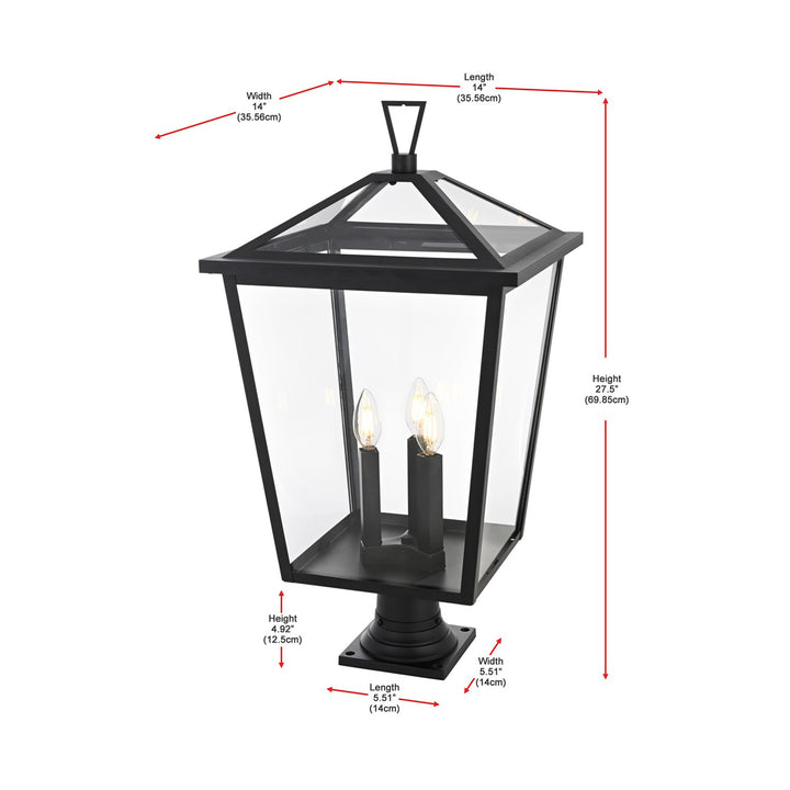14 Inch Outdoor Post Light In Black - View 6 - Joshua Marshal