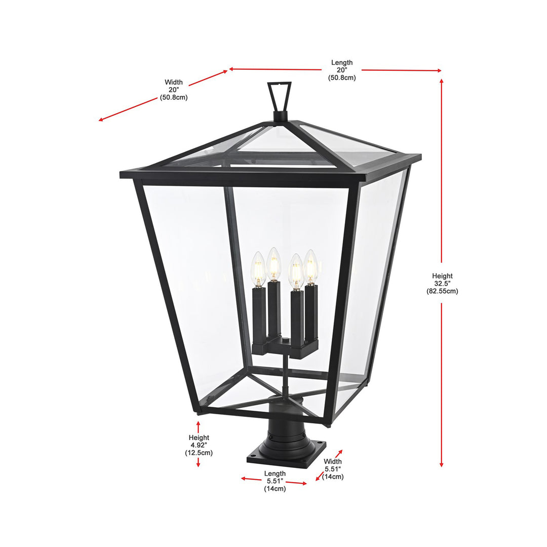 20 Inch Outdoor Post Light In Black - View 6 - Joshua Marshal