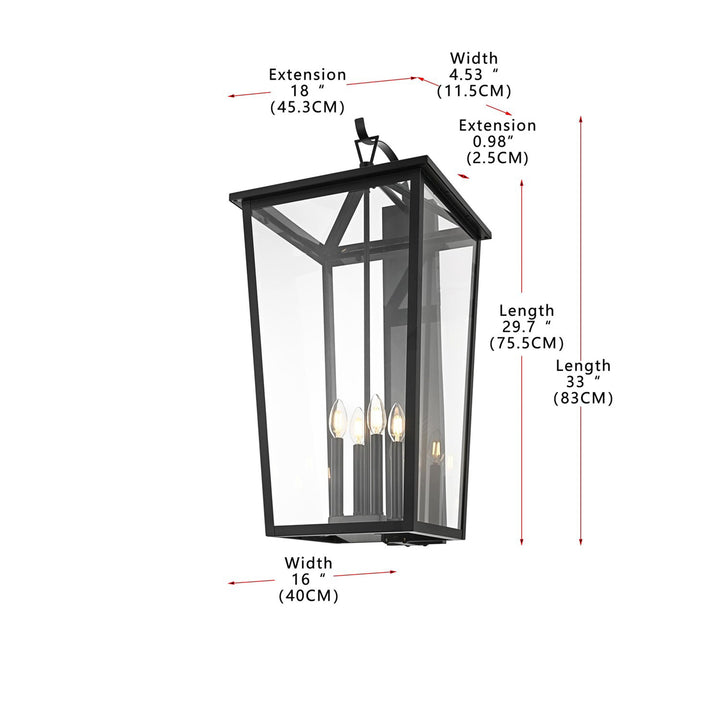 16 Inch Outdoor Wall Sconce In Black - View 5 - Joshua Marshal