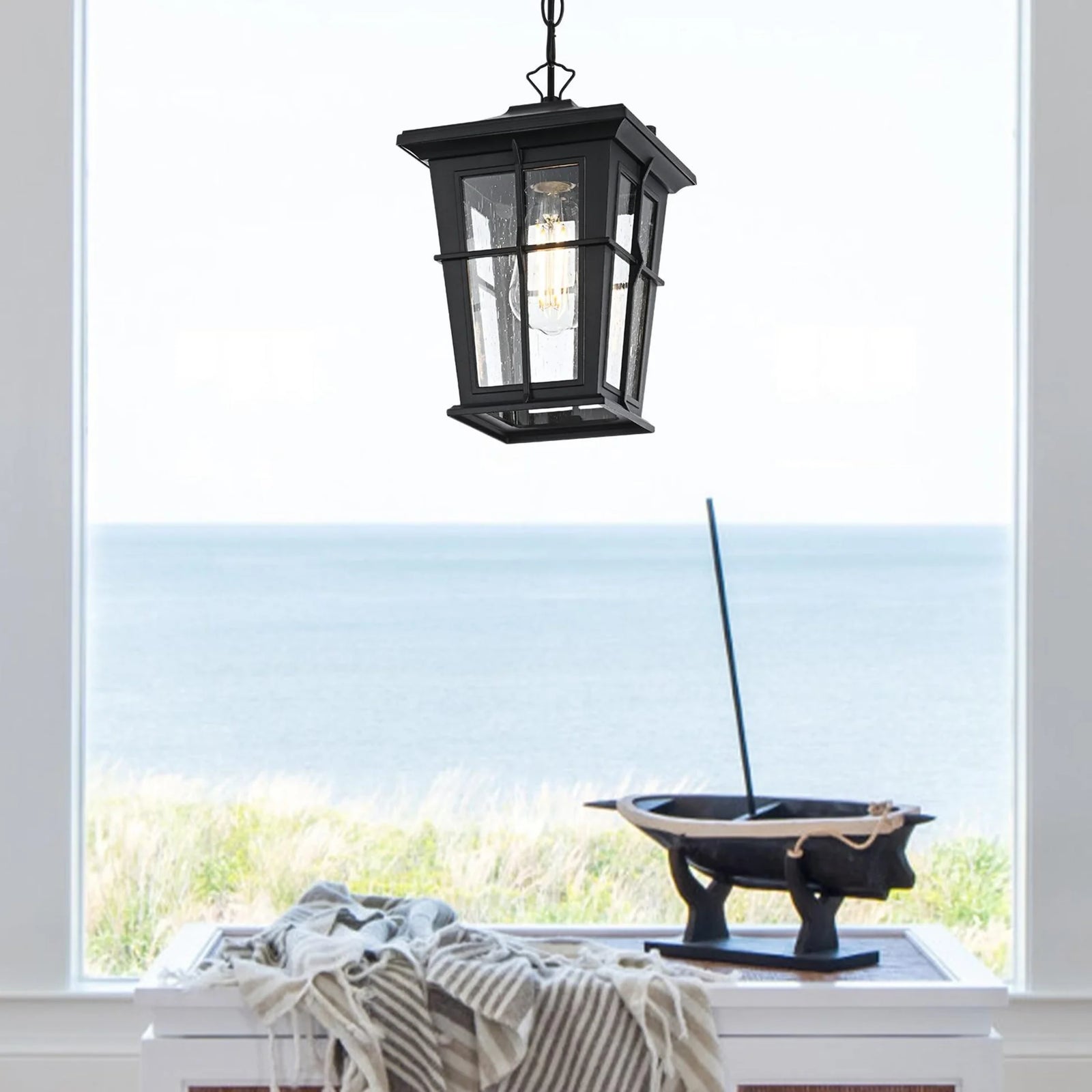 7 Inch Outdoor Pendant In Black - View 2 - Joshua Marshal