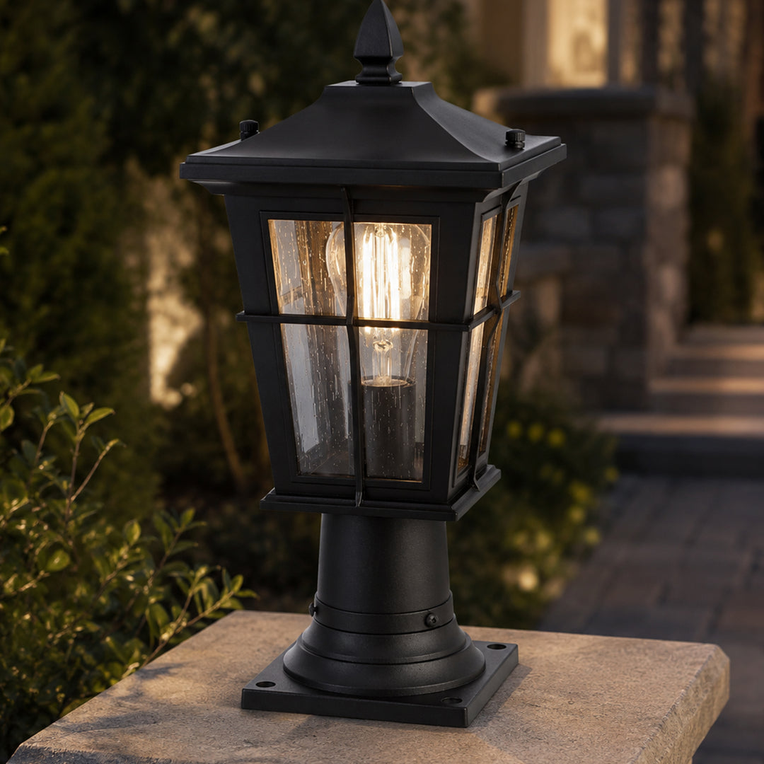 7 Inch Outdoor Post Light In Black Black Finish - LIGHTING by Joshua Marshal