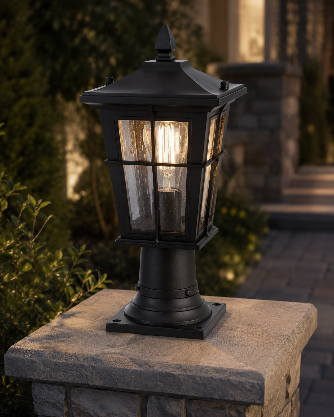 7 Inch Outdoor Post Light In Black - View 2 - Joshua Marshal