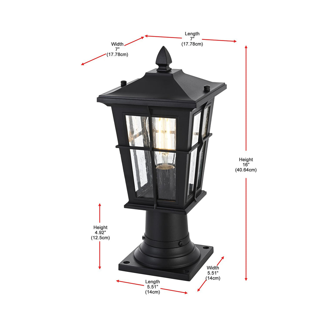 7 Inch Outdoor Post Light In Black - View 5 - Joshua Marshal