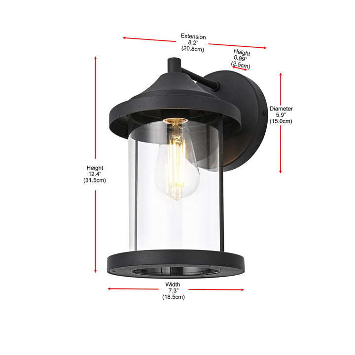 7 Inch Outdoor Wall Sconce In Black - View 6 - Joshua Marshal