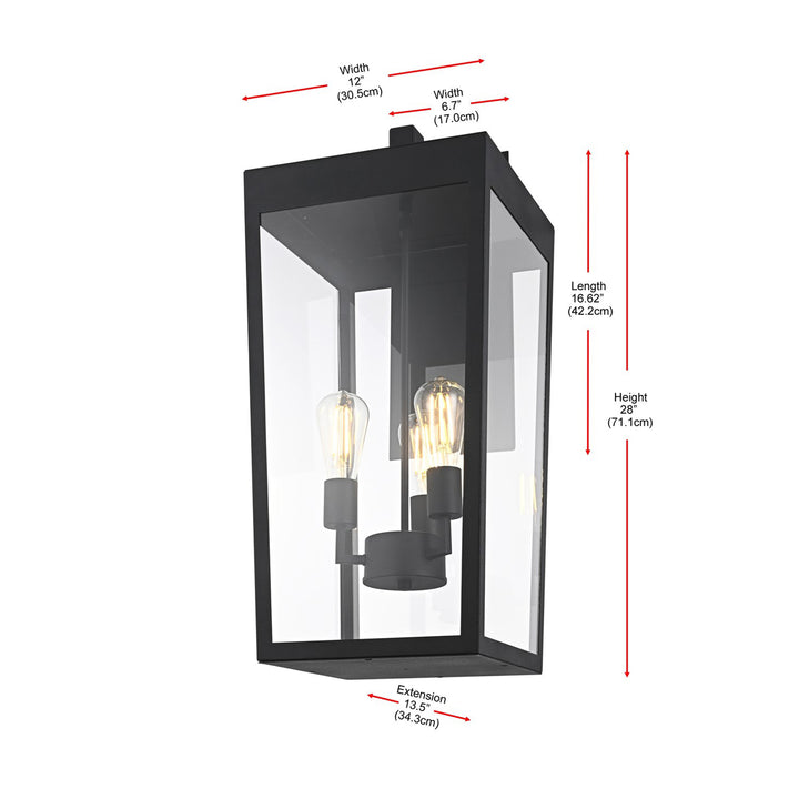 12 Inch Outdoor Wall Sconce In Black - View 5 - Joshua Marshal