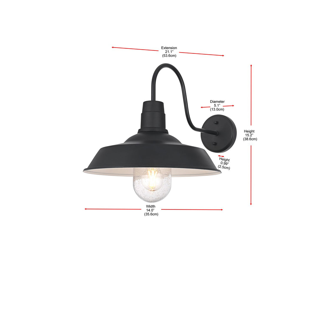 14 Inch Outdoor Wall Sconce In Black - View 5 - Joshua Marshal