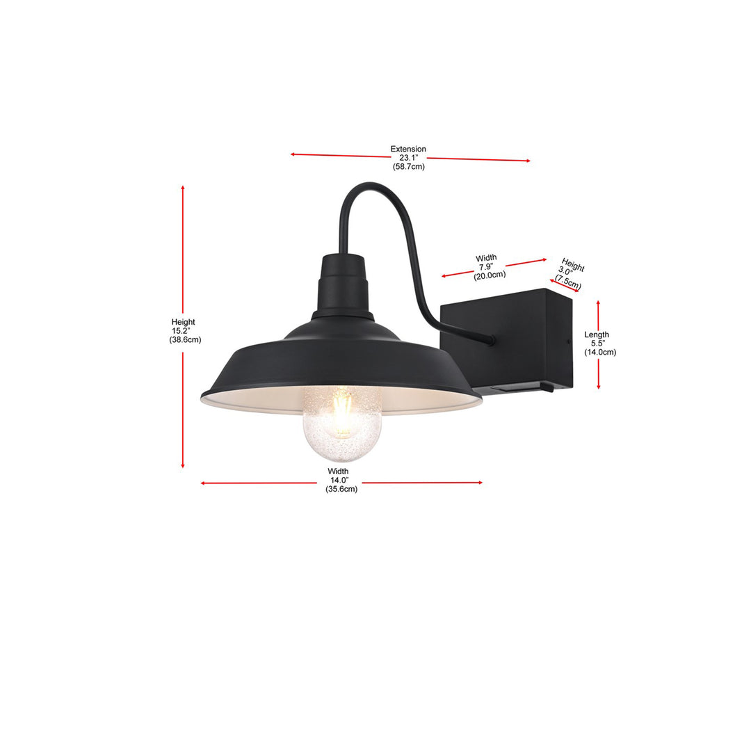 14 Inch Outdoor Wall Sconce In Black - View 6 - Joshua Marshal