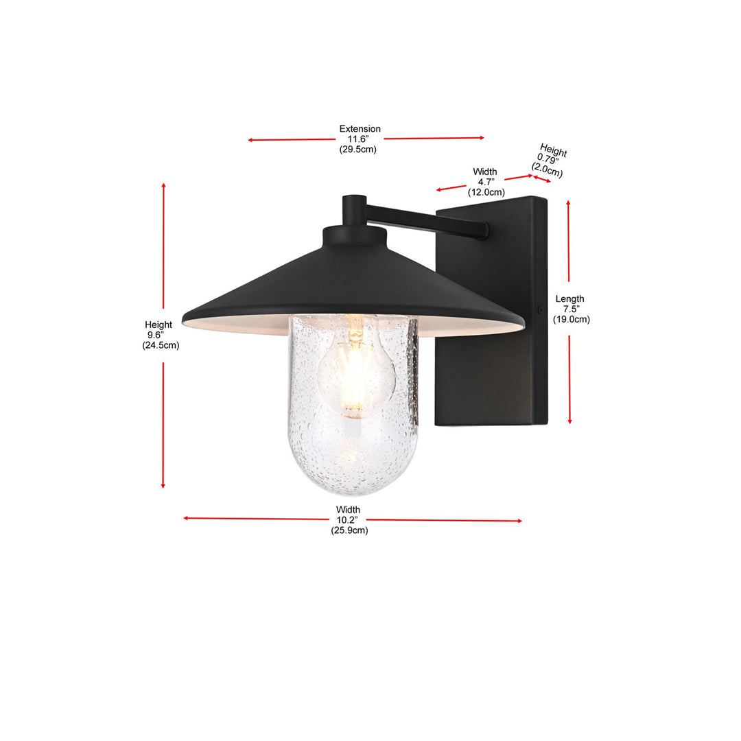 10 Inch Outdoor Wall Sconce In Black - View 5 - Joshua Marshal