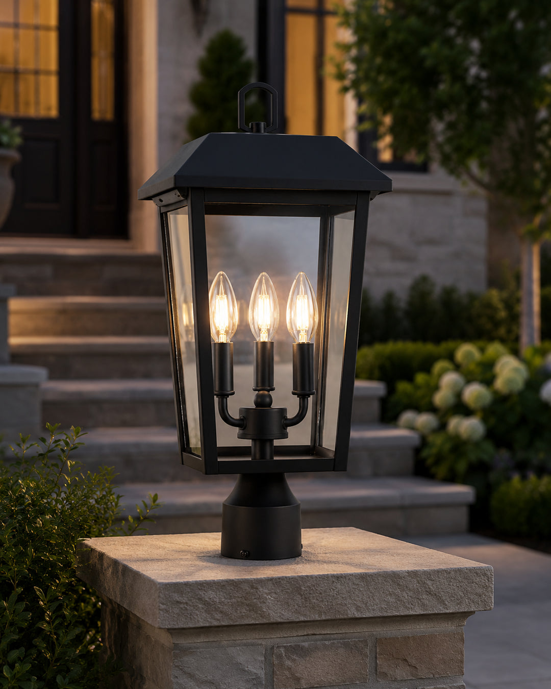 8 X 18 Inch Outdoor Post Light In Black - View 2 - Joshua Marshal