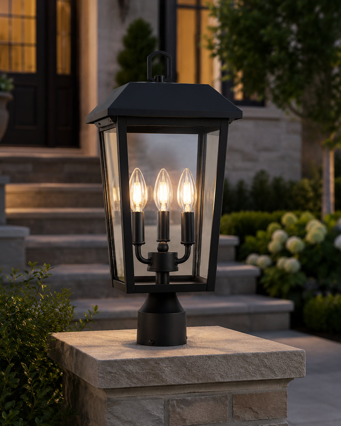 8 X 18 Inch Outdoor Post Light In Black - View 2 - Joshua Marshal