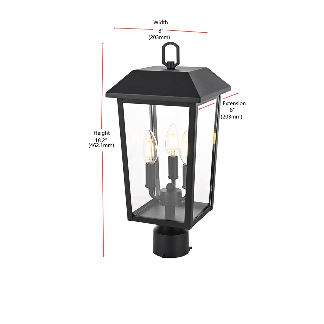 8 X 18 Inch Outdoor Post Light In Black - View 6 - Joshua Marshal