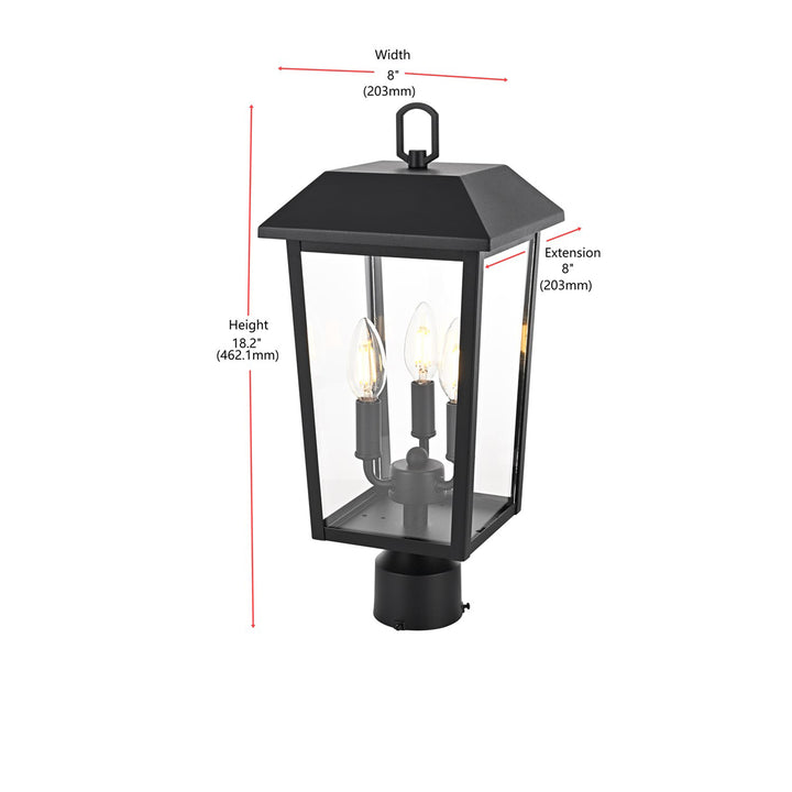 8 X 18 Inch Outdoor Post Light In Black - View 6 - Joshua Marshal