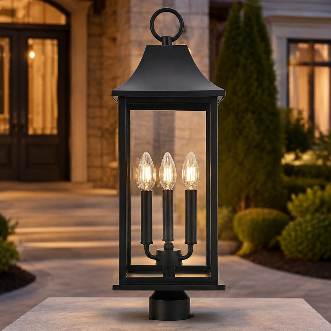 8 X 23.5 Inch Outdoor Post Light In Black Black Finish - LIGHTING by Joshua Marshal