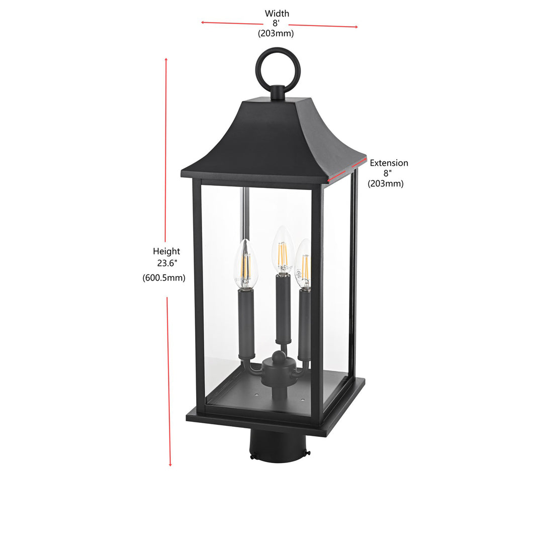 8 X 23.5 Inch Outdoor Post Light In Black - View 6 - Joshua Marshal