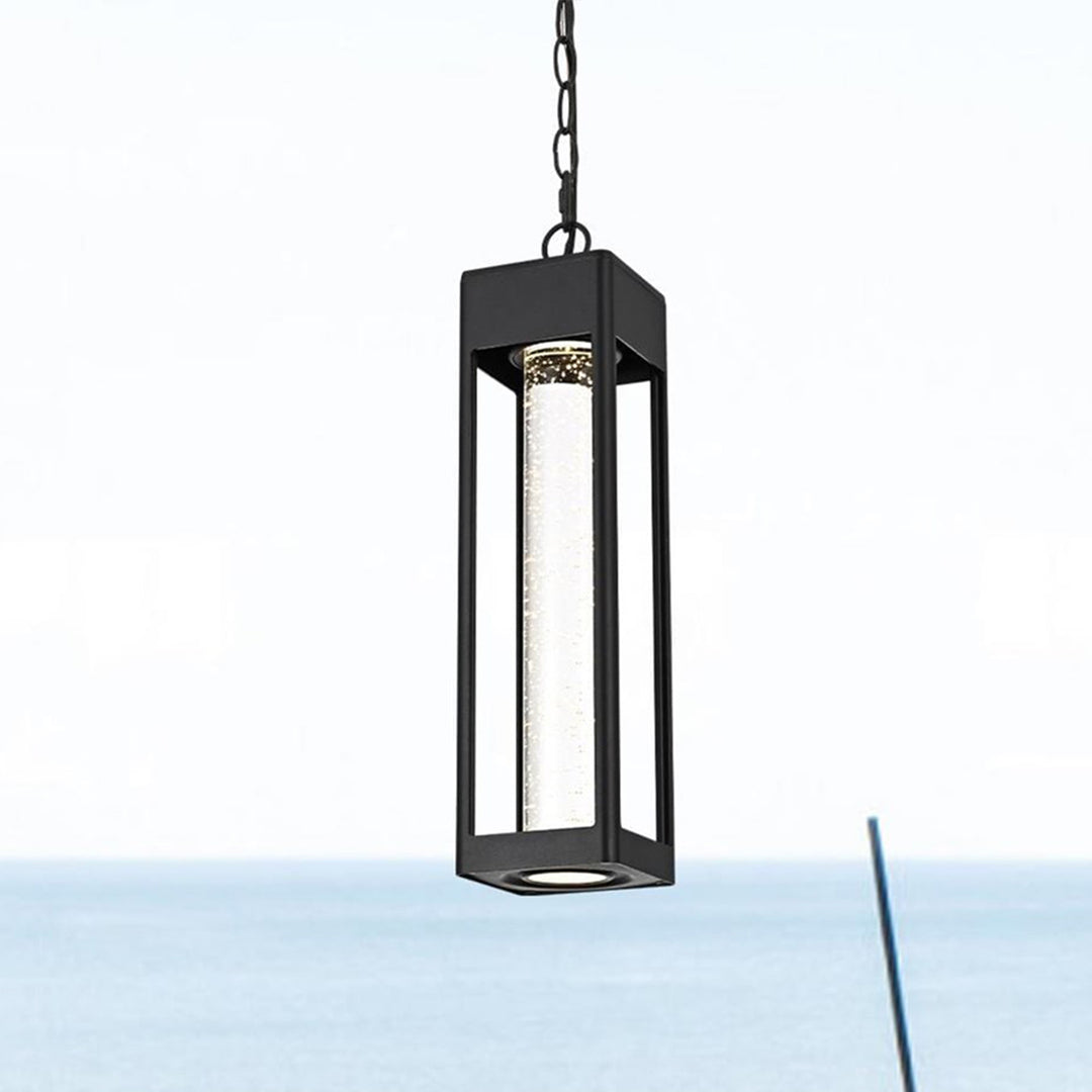 15 Inch Led Outdoor Pendant In Black Black And Clear Finish - LIGHTING by Joshua Marshal