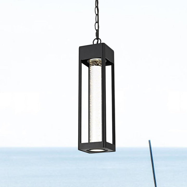 15 Inch Led Outdoor Pendant In Black Black And Clear Finish - LIGHTING by Joshua Marshal