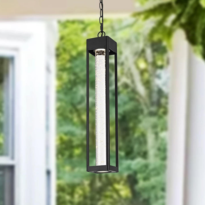 23 Inch Led Outdoor Pendant In Black Black And Clear Finish - LIGHTING by Joshua Marshal