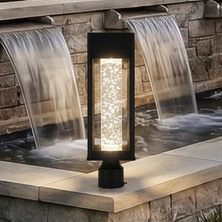 18 Inch Led Outdoor Post Light In Black Black And Clear Finish - LIGHTING by Joshua Marshal