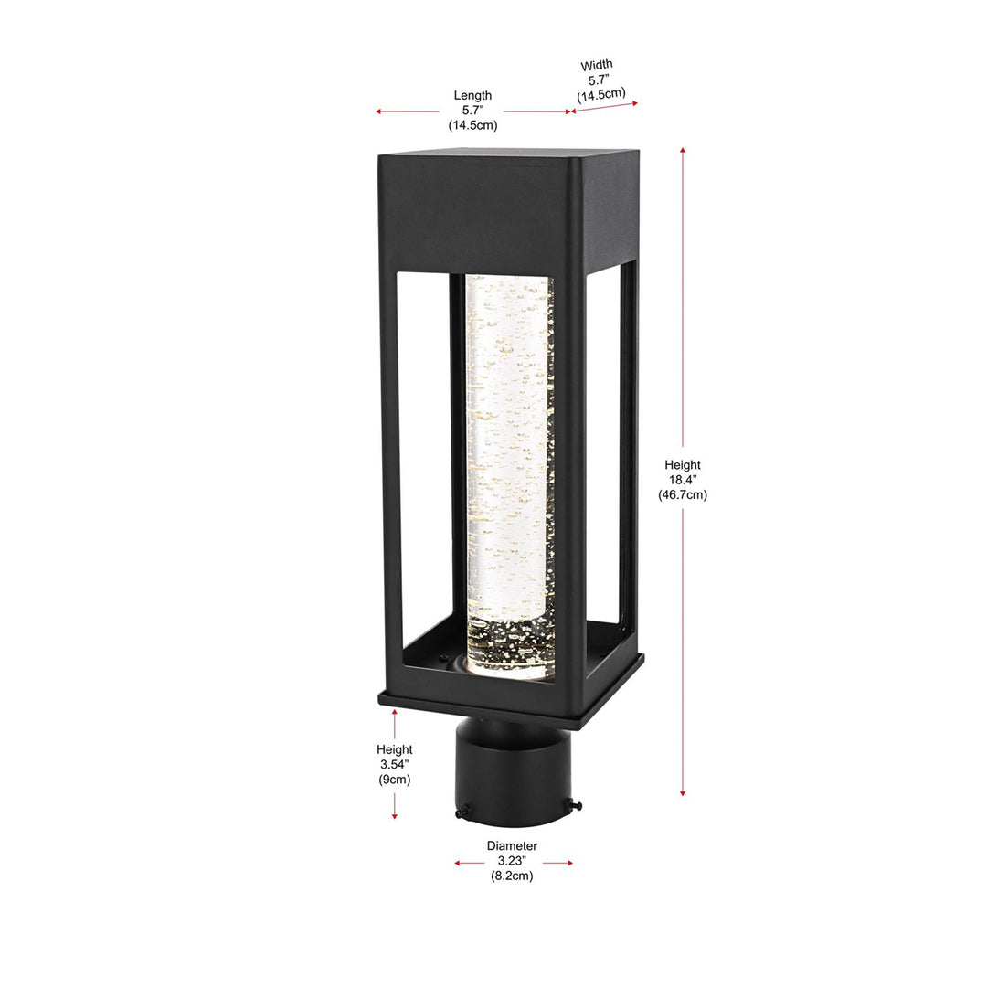 18 Inch Led Outdoor Post Light In Black - View 5 - Joshua Marshal