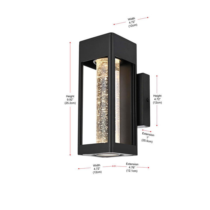 10 Inch Led Outdoor Wall Sconce In Black - View 6 - Joshua Marshal