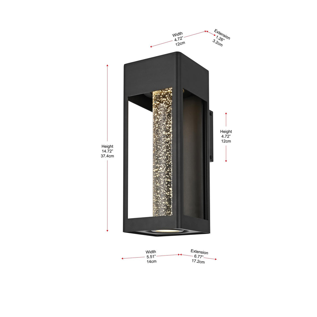 15 Inch Led Outdoor Wall Sconce In Black - View 6 - Joshua Marshal