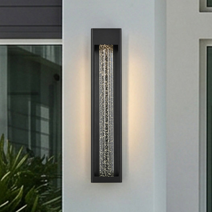 27 Inch Led Outdoor Wall Sconce In Black Black And Clear Finish - LIGHTING by Joshua Marshal