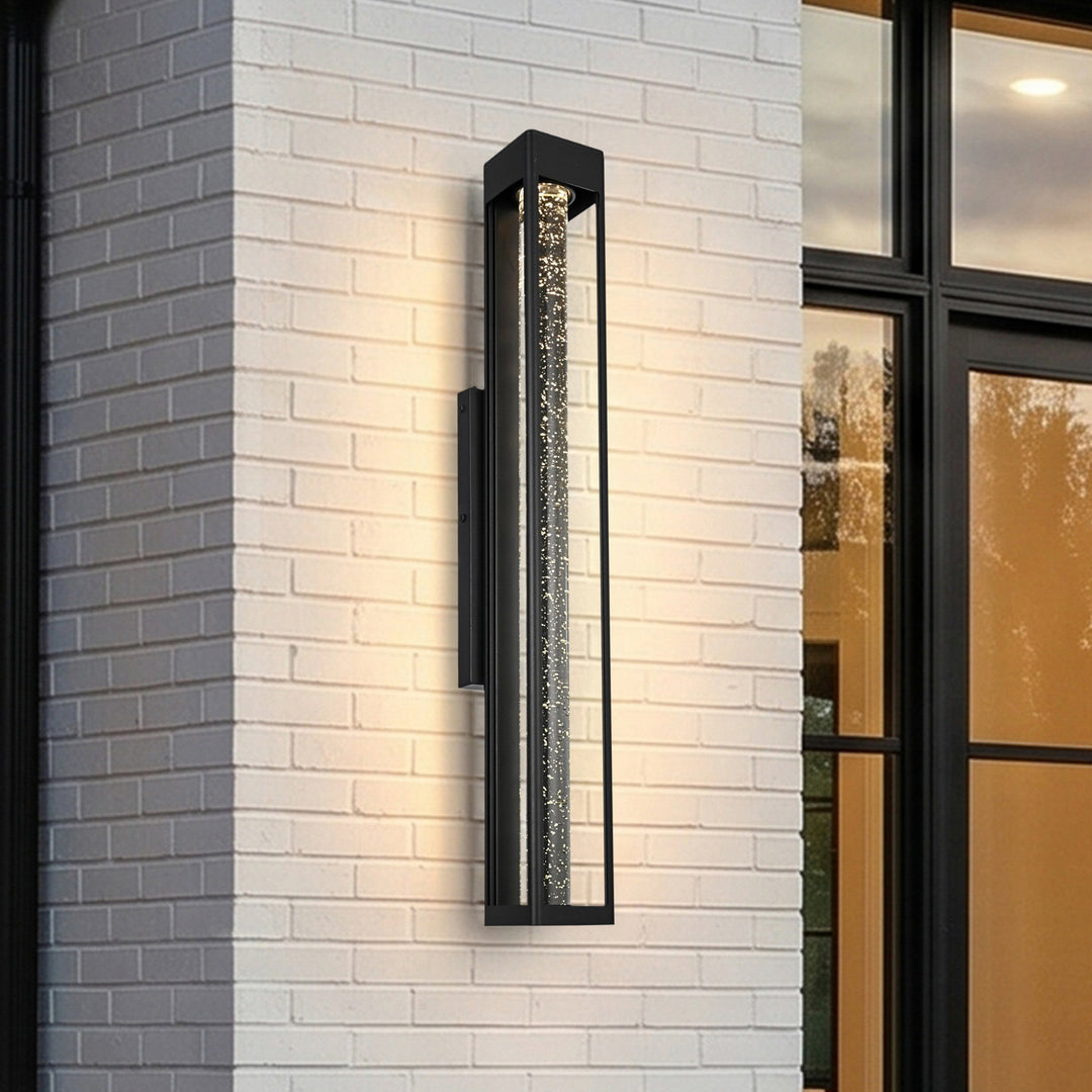 32 Inch Led Outdoor Wall Sconce In Black Black And Clear Finish - LIGHTING by Joshua Marshal