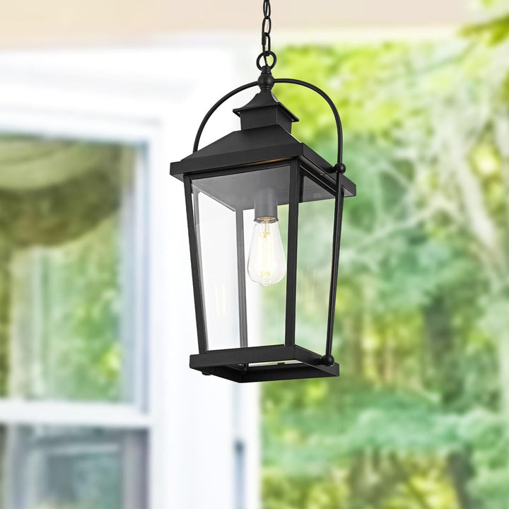 21 Inch Outdoor Pendant In Black Black And Clear Finish - LIGHTING by Joshua Marshal