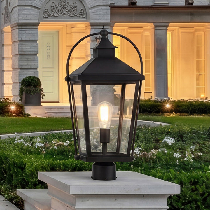 23 Inch Outdoor Post Light In Black Black And Clear Finish - LIGHTING by Joshua Marshal