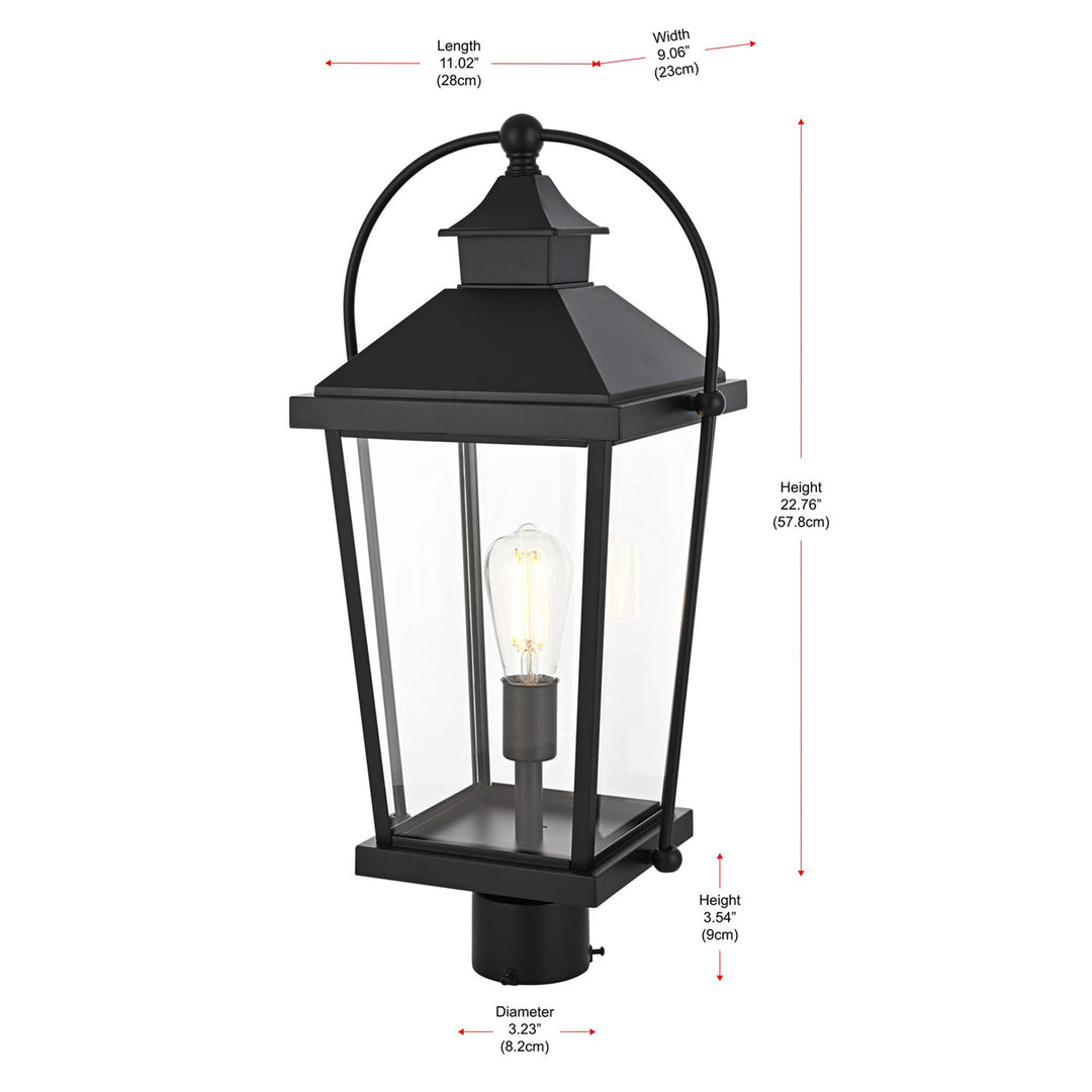 23 Inch Outdoor Post Light In Black - View 4 - Joshua Marshal