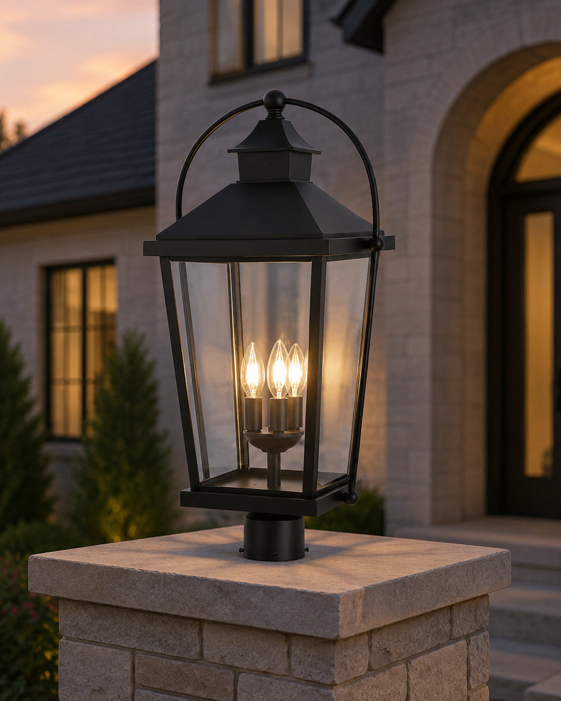 27 Inch Outdoor Post Light In Black - View 2 - Joshua Marshal