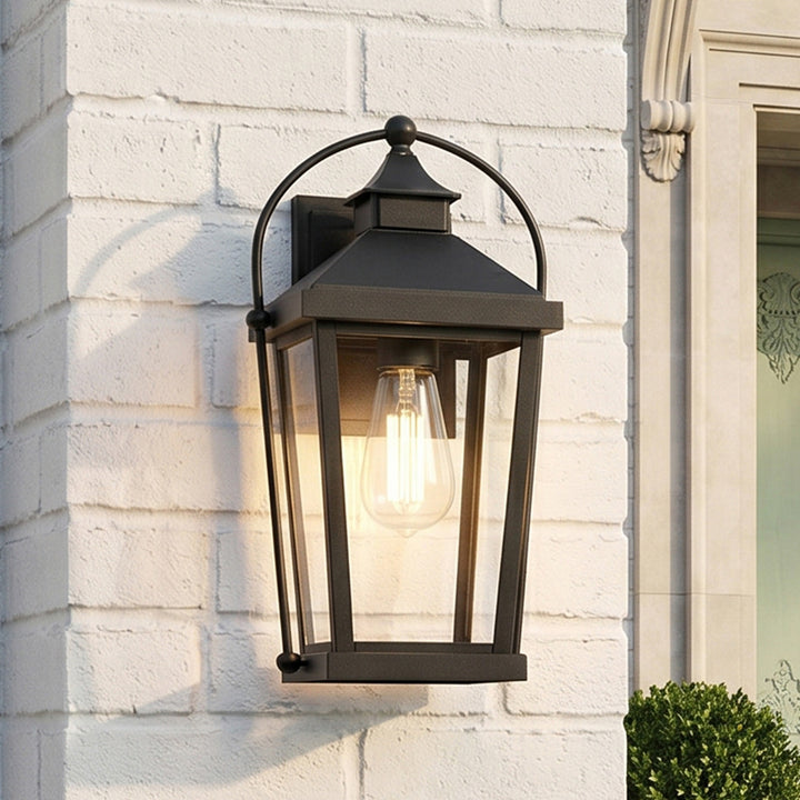 14 Inch Outdoor Wall Sconce In Black Black And Clear Finish - LIGHTING by Joshua Marshal