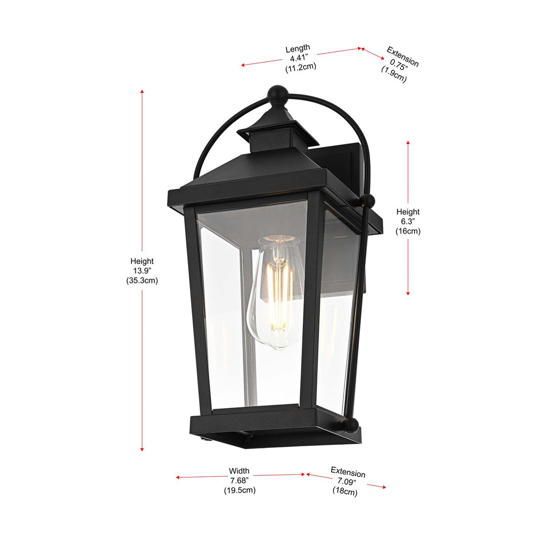 14 Inch Outdoor Wall Sconce In Black - View 5 - Joshua Marshal