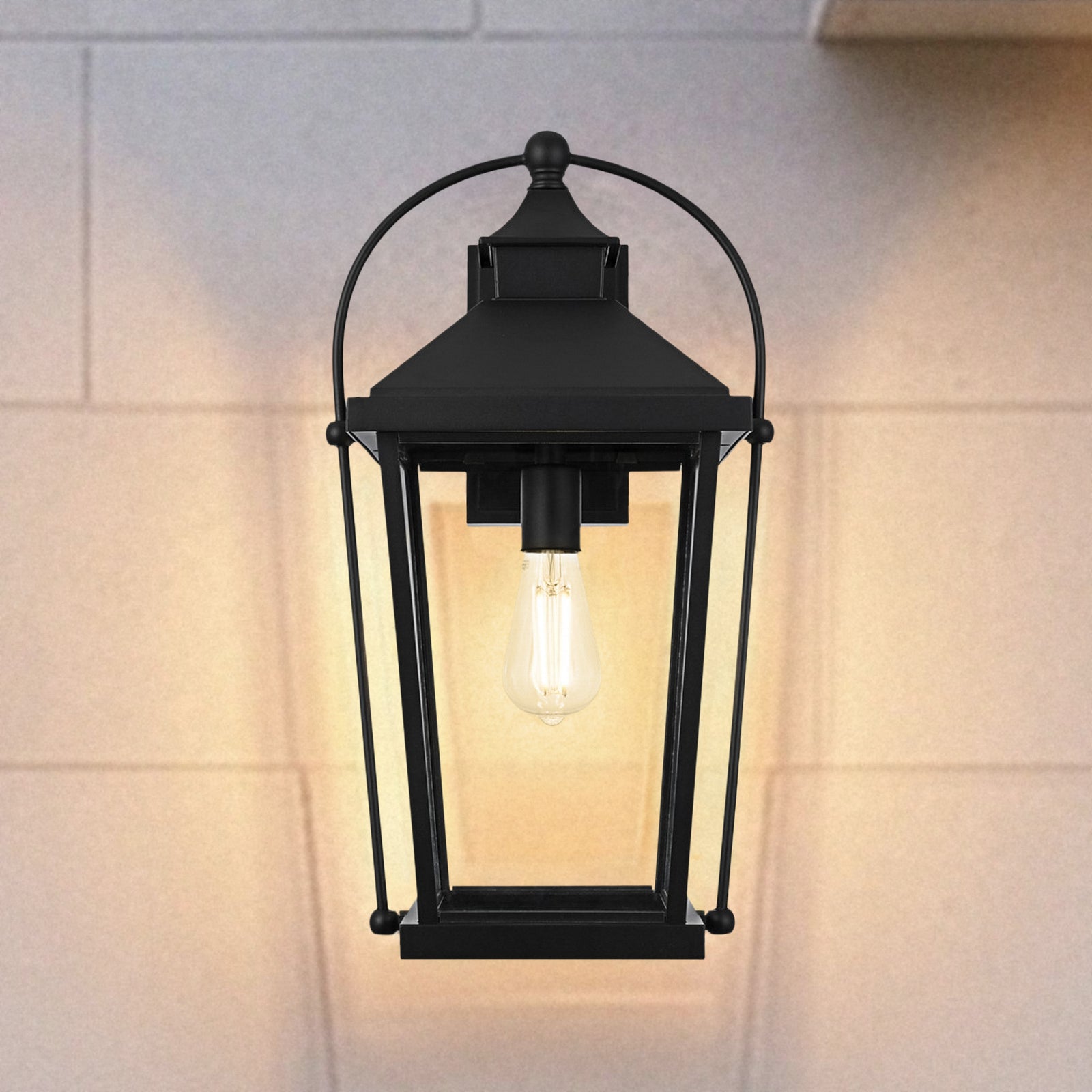 20 Inch Outdoor Wall Sconce In Black Black And Clear Finish - LIGHTING by Joshua Marshal
