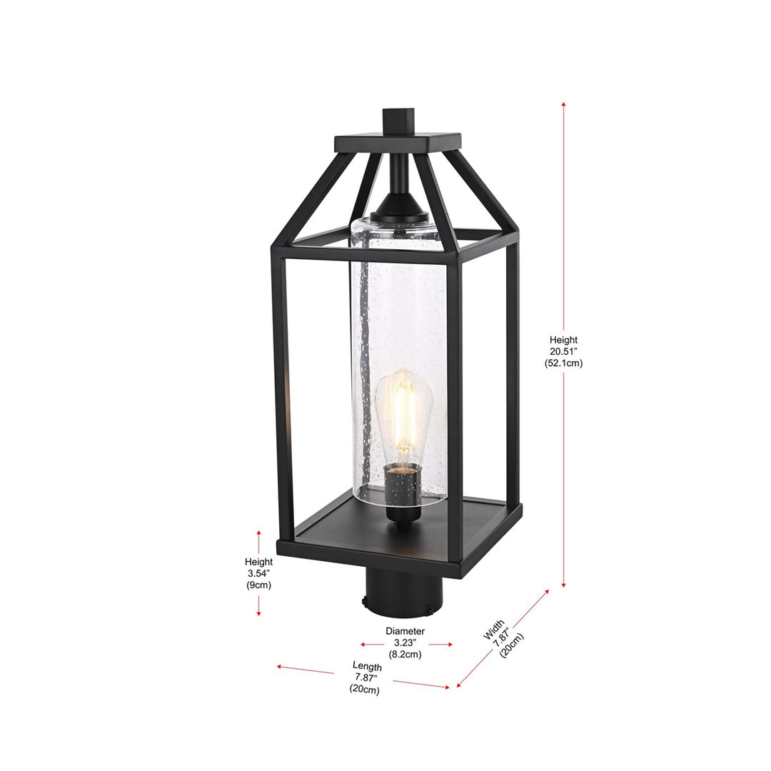 21 Inch Outdoor Post Light In Black - View 6 - Joshua Marshal