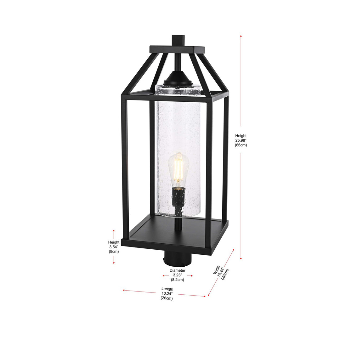 26 Inch Outdoor Post Light In Black - View 6 - Joshua Marshal