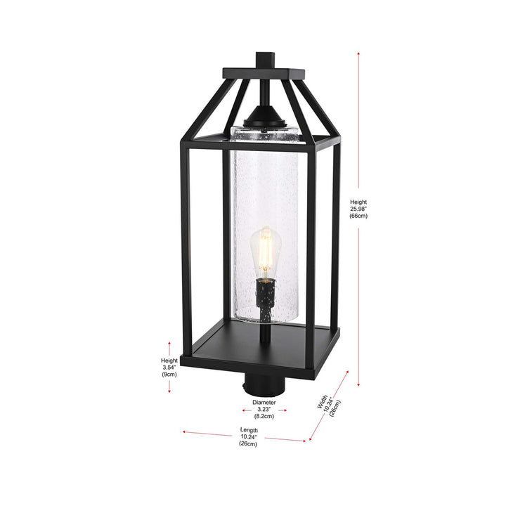 26 Inch Outdoor Post Light In Black - View 6 - Joshua Marshal