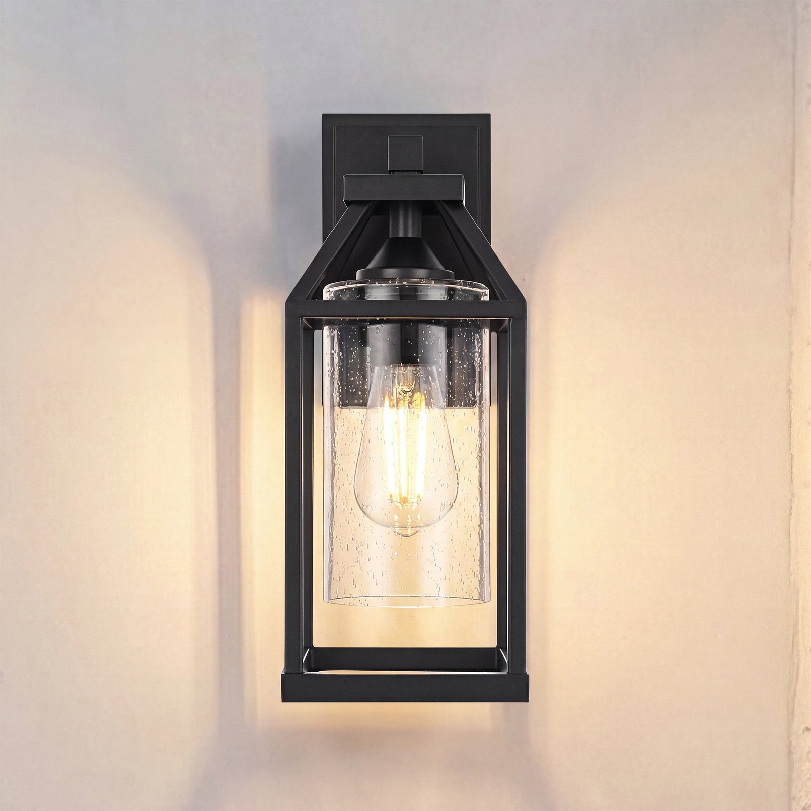 14 Inch Outdoor Wall Sconce In Black Black And Clear Finish - LIGHTING by Joshua Marshal
