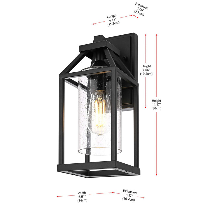 14 Inch Outdoor Wall Sconce In Black - View 5 - Joshua Marshal