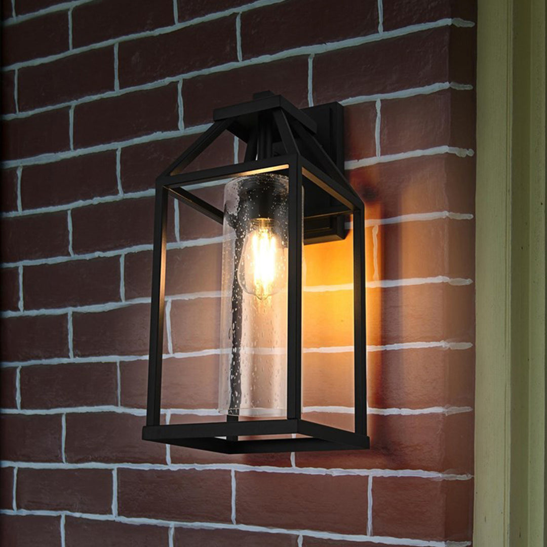 19 Inch Outdoor Wall Sconce In Black Black And Clear Finish - LIGHTING by Joshua Marshal