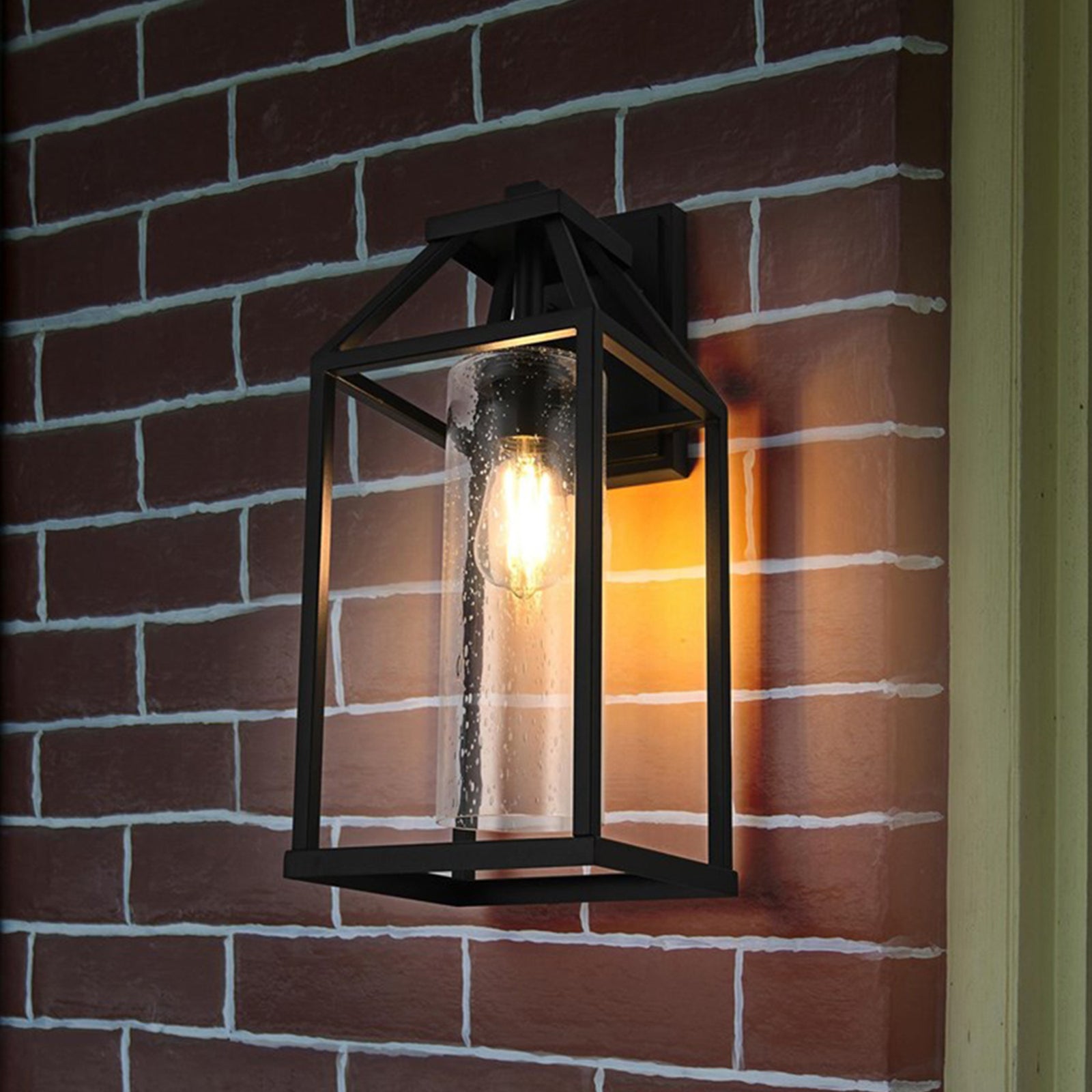 19 Inch Outdoor Wall Sconce In Black Black And Clear Finish - LIGHTING by Joshua Marshal