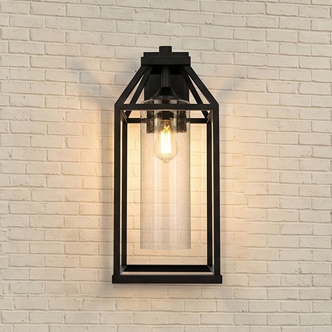 24 Inch Outdoor Wall Sconce In Black Black And Clear Finish - LIGHTING by Joshua Marshal