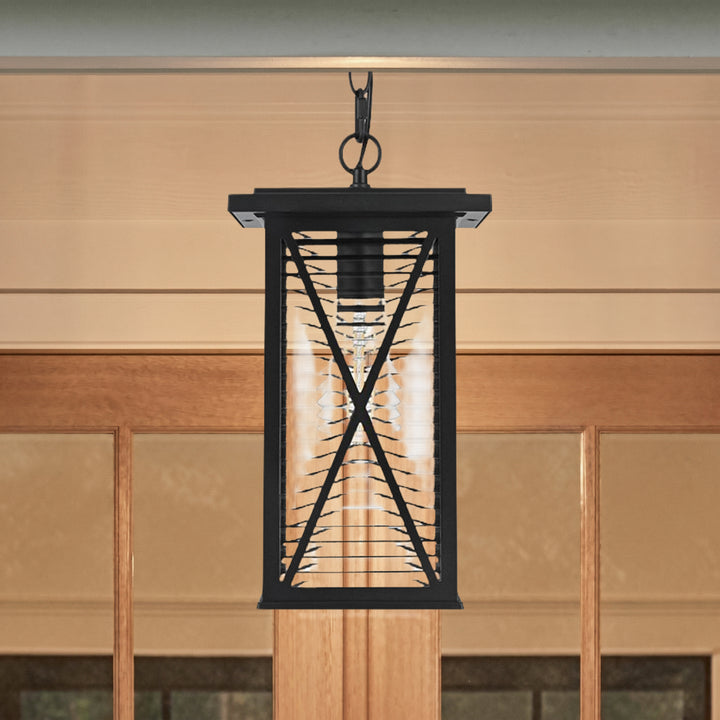 14 Inch Outdoor Pendant In Black Black And Clear Finish - LIGHTING by Joshua Marshal