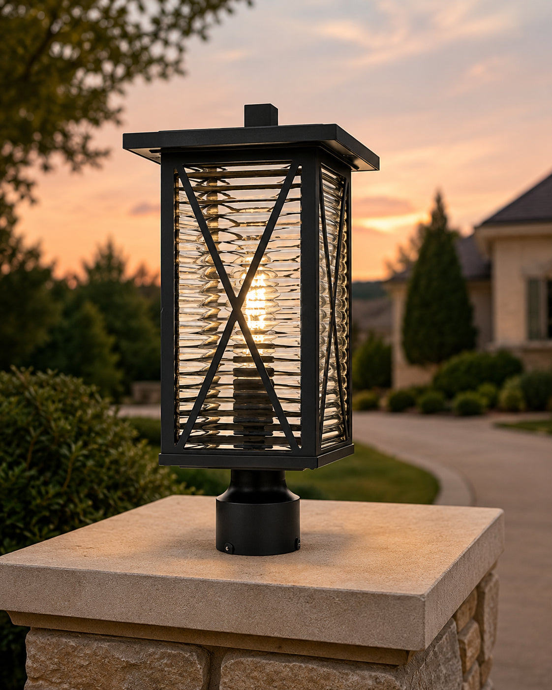 16 Inch Outdoor Post Light In Black - View 2 - Joshua Marshal