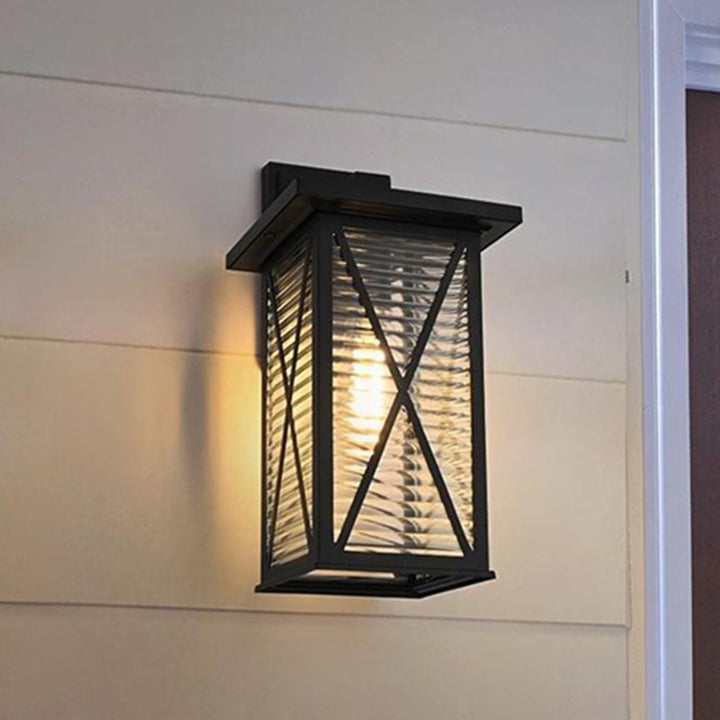 12 Inch Outdoor Wall Sconce In Black Black And Clear Finish - LIGHTING by Joshua Marshal