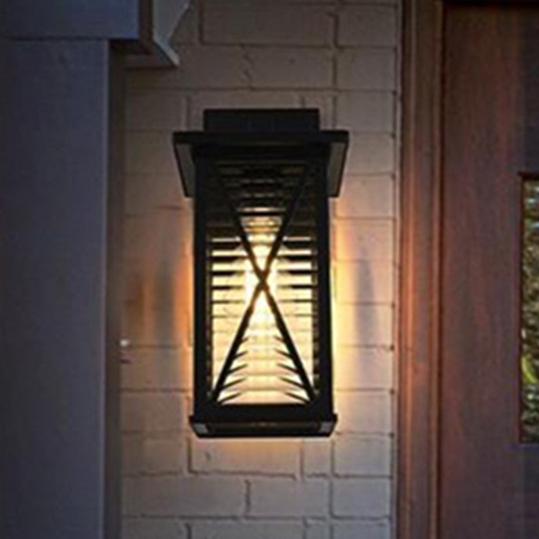 15 Inch Outdoor Wall Sconce In Black Black And Clear Finish - LIGHTING by Joshua Marshal
