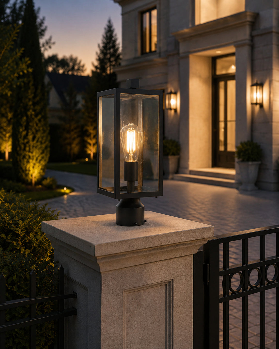 15 Inch Outdoor Post Light In Black - View 2 - Joshua Marshal