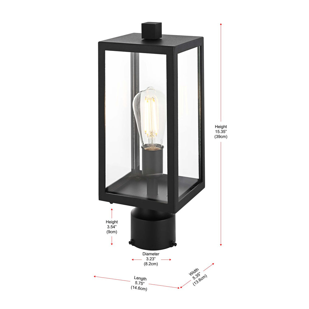 15 Inch Outdoor Post Light In Black - View 6 - Joshua Marshal